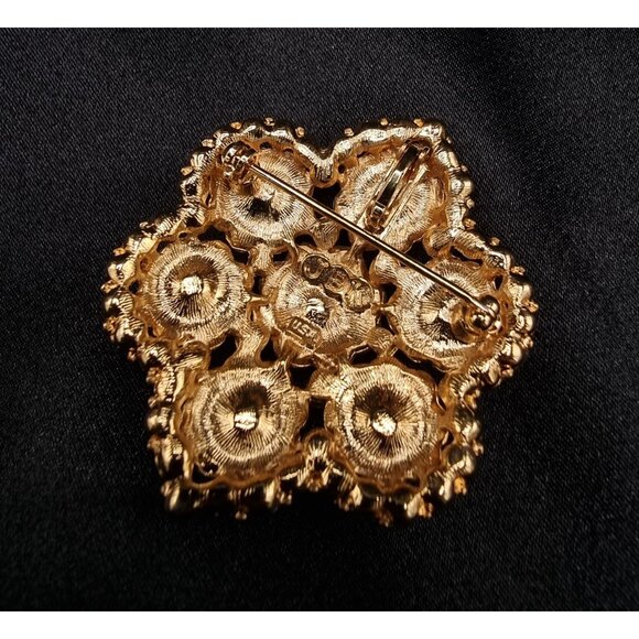 Vintage Jacqueline Kennedy Camrose & Kross JBK Vintage Gold-Tone Blue Brooch - Picture 8 of 8
